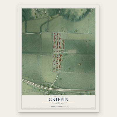 Griffin, Indiana map print, the full design