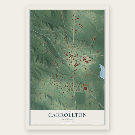 Carrollton, Alabama map print, the full design