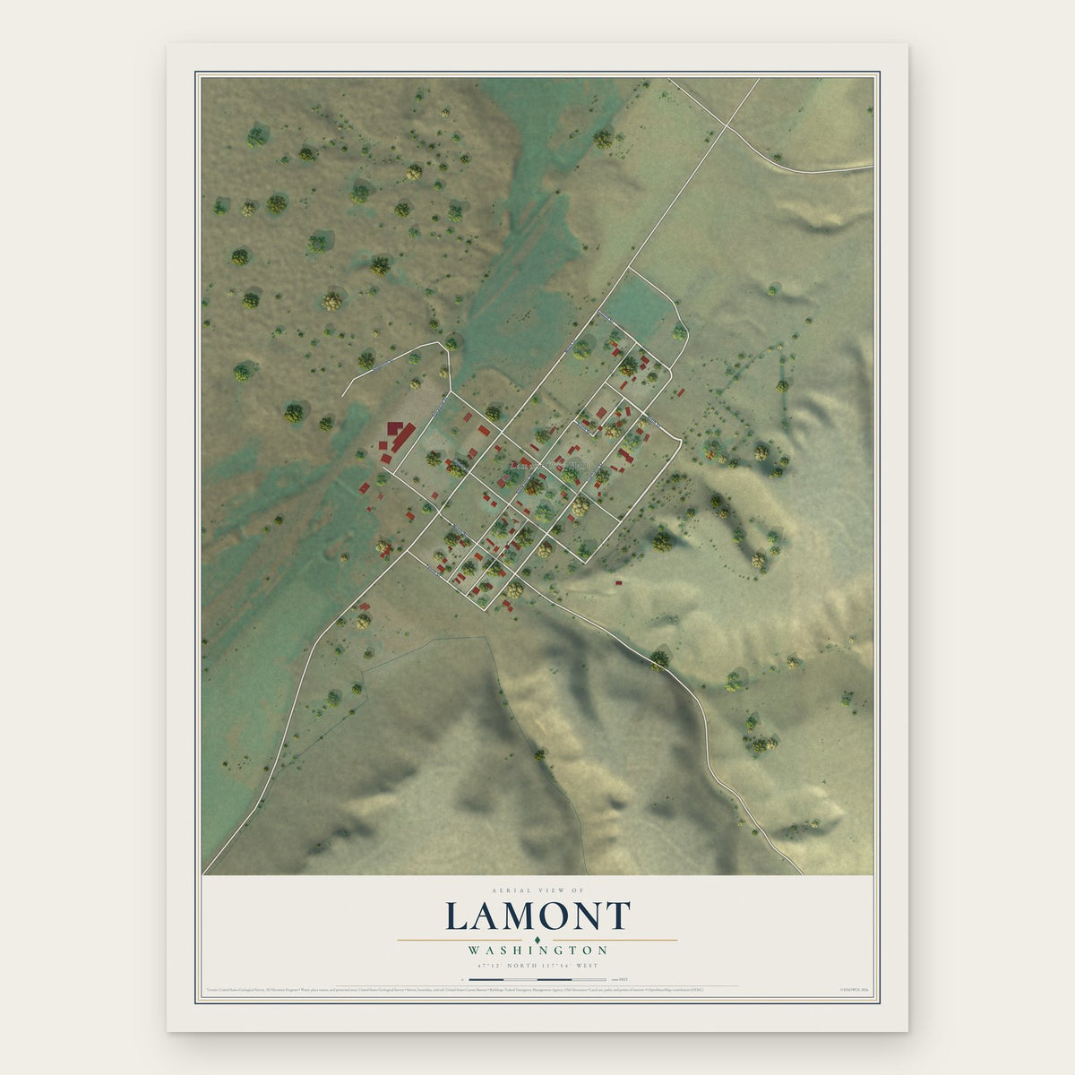 Lamont, Washington map print, the full design