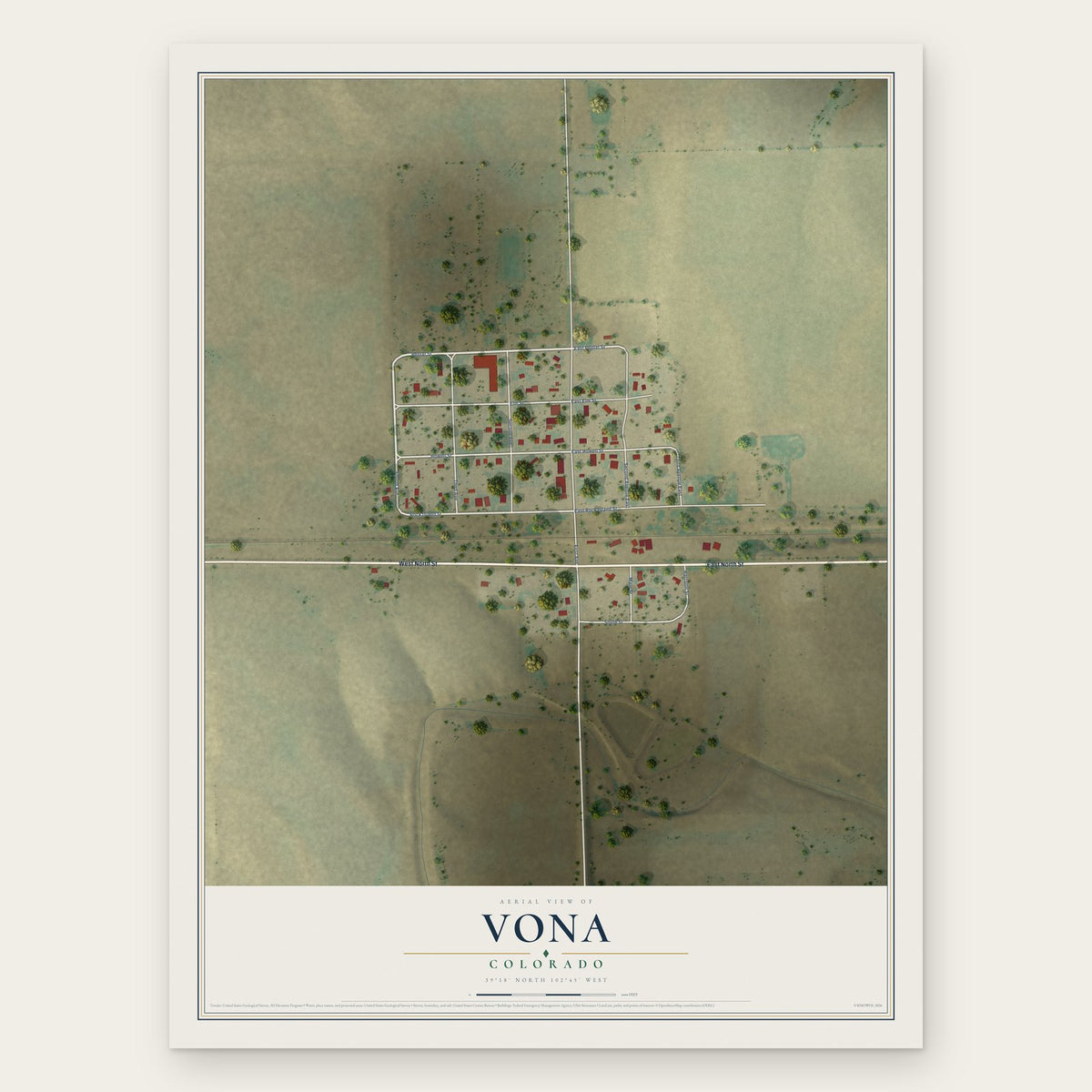 Vona, Colorado map print, the full design