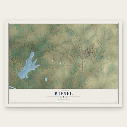Riesel, Texas map print, the full design