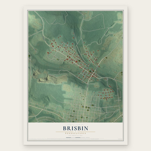 Brisbin, Pennsylvania map print, the full design