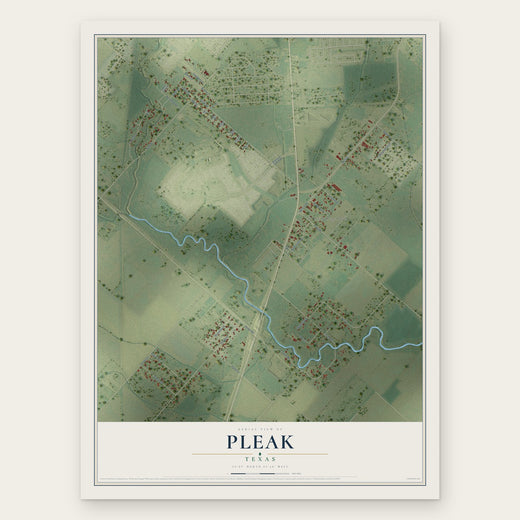 Pleak, Texas map print, the full design