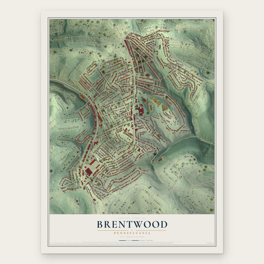 Brentwood, Pennsylvania map print, the full design