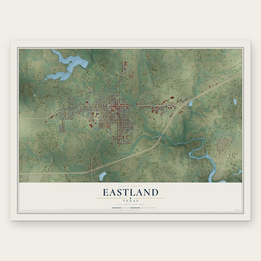 Eastland, Texas map print, the full design