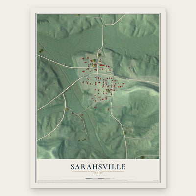 Sarahsville, Ohio map print, the full design