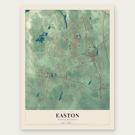 Easton, Massachusetts map print, the full design