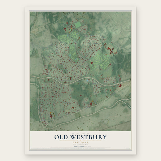 Old Westbury, New York map print, the full design