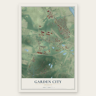 Garden City, Georgia map print, the full design