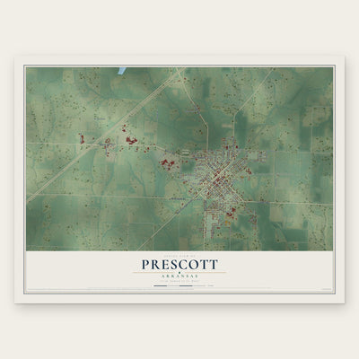 Prescott, Arkansas map print, the full design