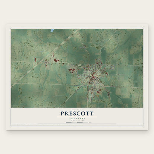 Prescott, Arkansas map print, the full design