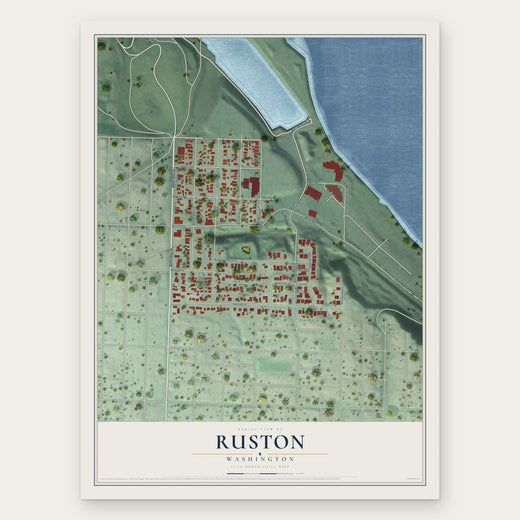 Ruston, Washington map print, the full design