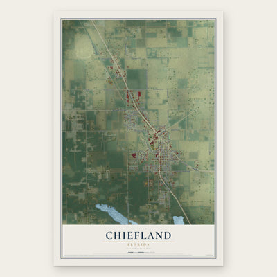 Chiefland, Florida map print, the full design