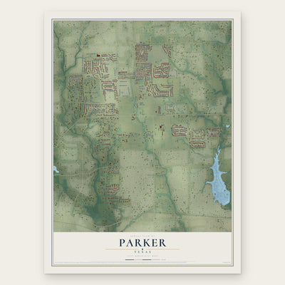 Parker, Texas map print, the full design