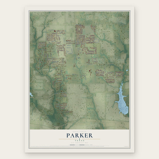 Parker, Texas map print, the full design