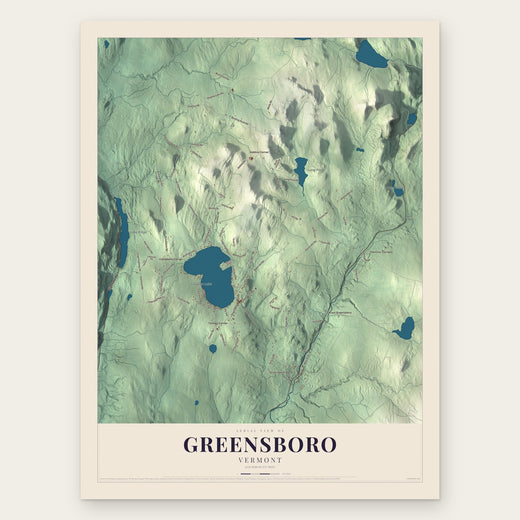 Greensboro, Vermont map print, the full design