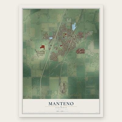 Manteno, Illinois map print, the full design