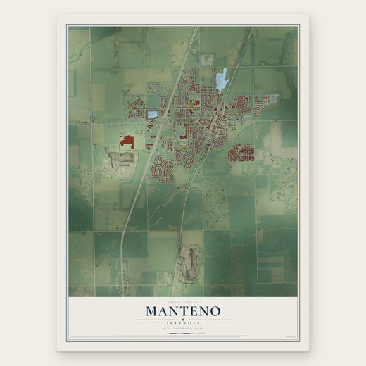 Manteno, Illinois map print, the full design