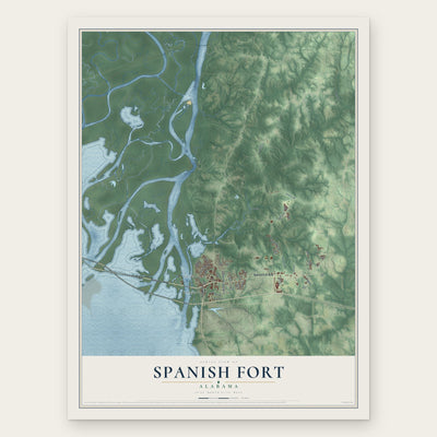 Spanish Fort, Alabama map print, the full design