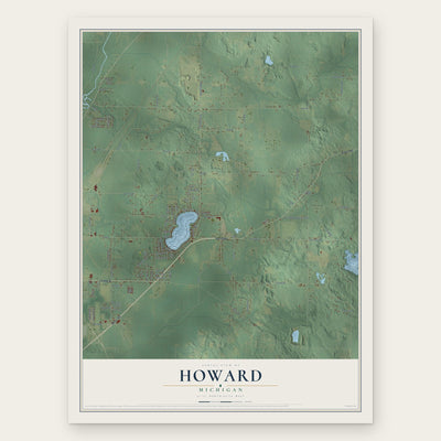 Howard, Michigan map print, the full design