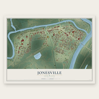 Jonesville, Louisiana map print, the full design