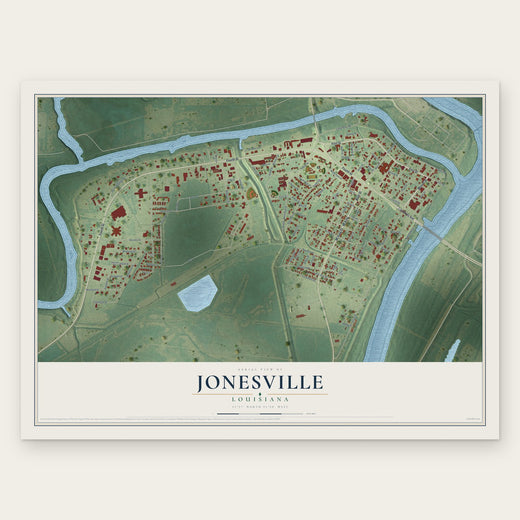 Jonesville, Louisiana map print, the full design