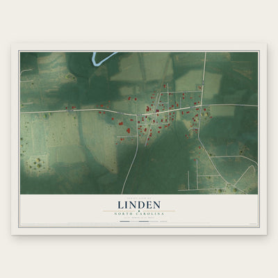 Linden, North Carolina map print, the full design