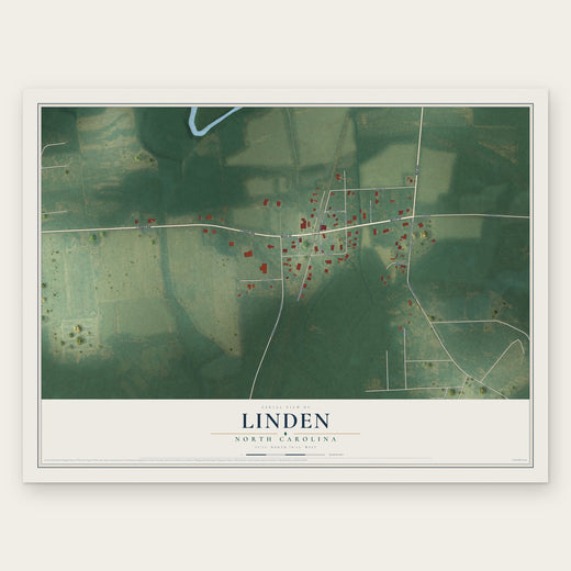 Linden, North Carolina map print, the full design