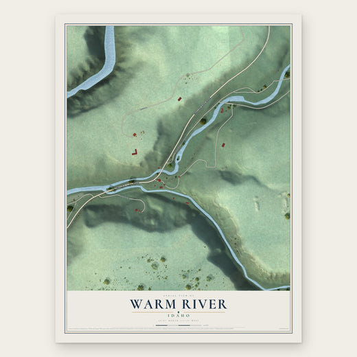 Warm River, Idaho map print, the full design