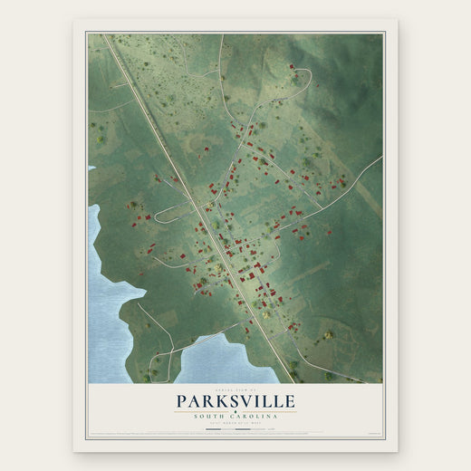 Parksville, South Carolina map print, the full design