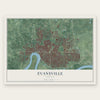 Evansville, Indiana map print, the full design