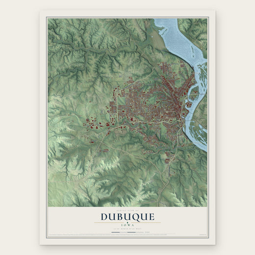 Dubuque, Iowa map print, the full design
