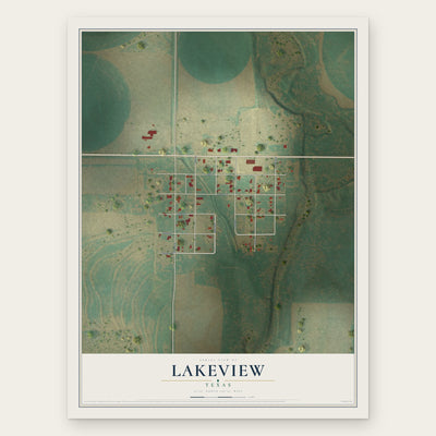 Lakeview, Texas map print, the full design