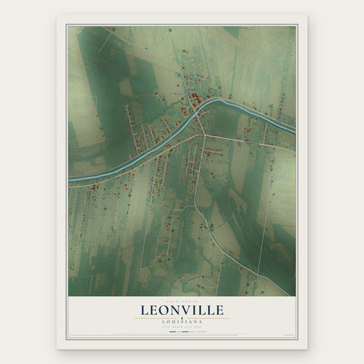 Leonville, Louisiana map print, the full design