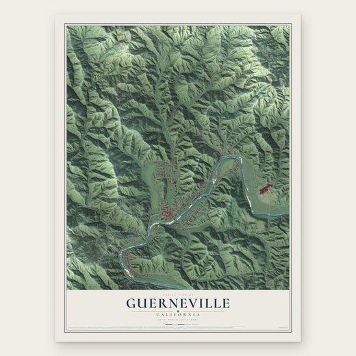 Guerneville, California map print, the full design