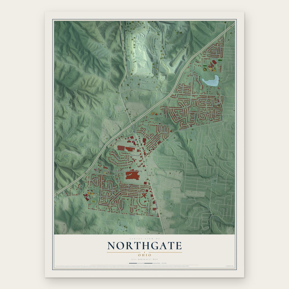 Northgate, Ohio map print, the full design