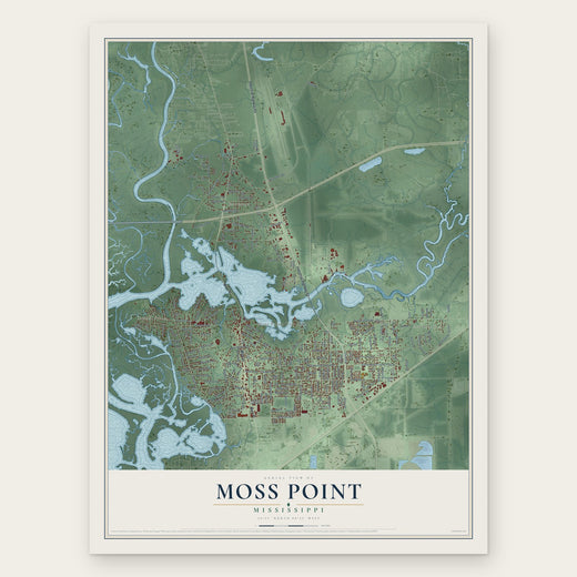 Moss Point, Mississippi map print, the full design