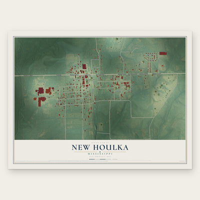 New Houlka, Mississippi map print, the full design