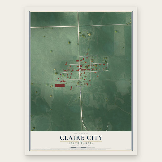 Claire City, South Dakota map print, the full design
