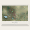 Langdon, North Dakota map print, the full design