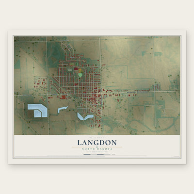 Langdon, North Dakota map print, the full design