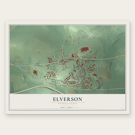 Elverson, Pennsylvania map print, the full design