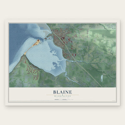 Blaine, Washington map print, the full design