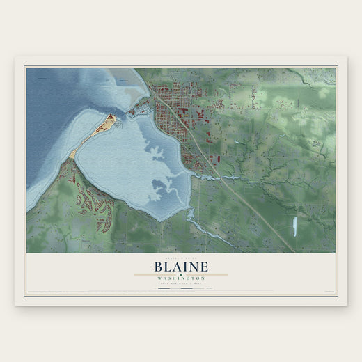 Blaine, Washington map print, the full design