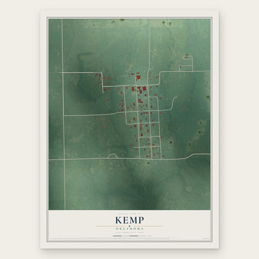 Kemp, Oklahoma map print, the full design
