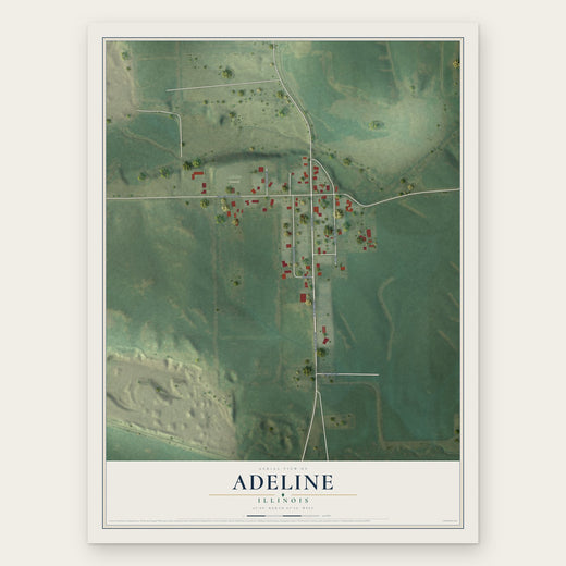 Adeline, Illinois map print, the full design