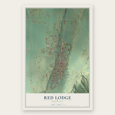 Red Lodge, Montana map print, the full design