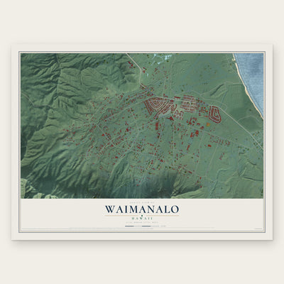 Waimanalo, Hawaii map print, the full design
