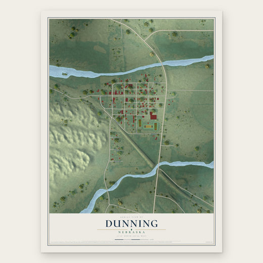 Dunning, Nebraska map print, the full design