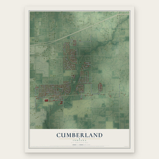 Cumberland, Indiana map print, the full design